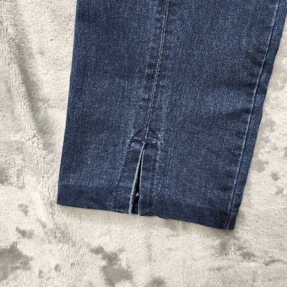 Mesmerize Jeans Womens 12 Blue High Rise Zip Front Crop Ankle Slit Hems Stretch - Picture 3 of 15